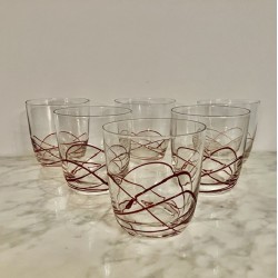 6 verres décor coloré h 9 cm
