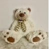 Nounours peluche blanc hiver H 34 cm