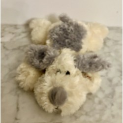 Chien peluche blanc et gris  33 cm