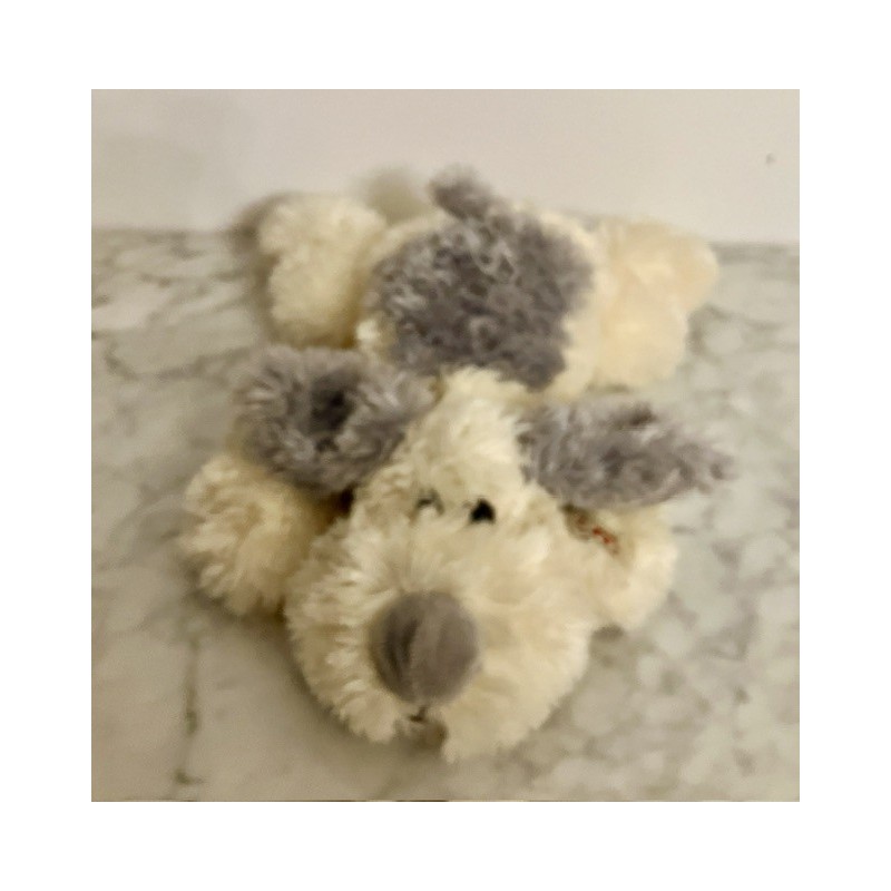 Chien peluche blanc et gris  33 cm