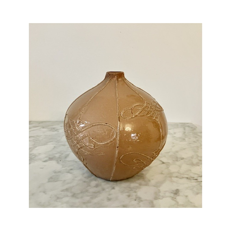 Vase boule en terre vernissée