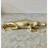 Crocodile doré en faïence 27 cm