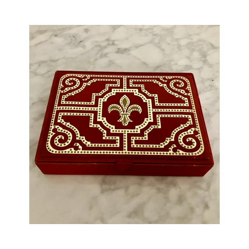 Boîte en tissu rouge fleur de lys  13 x 18 cm
