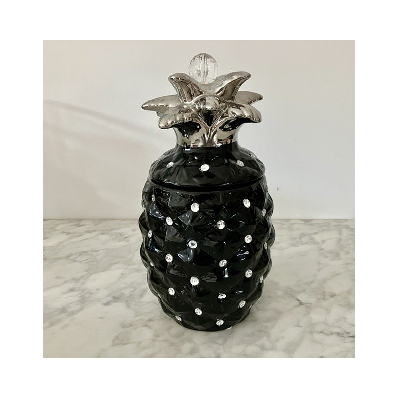 Anas déco en céramique noire et argentée 28 cm