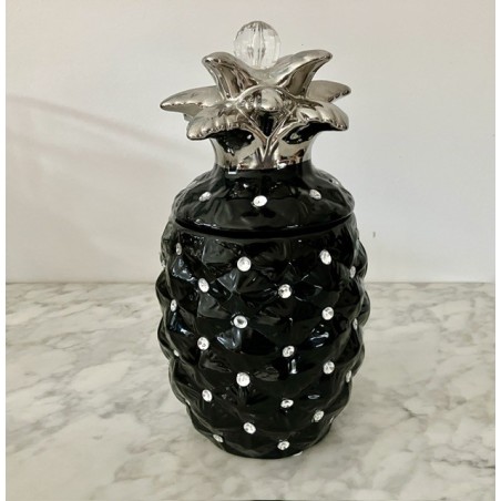 Anas déco en céramique noire et argentée 28 cm