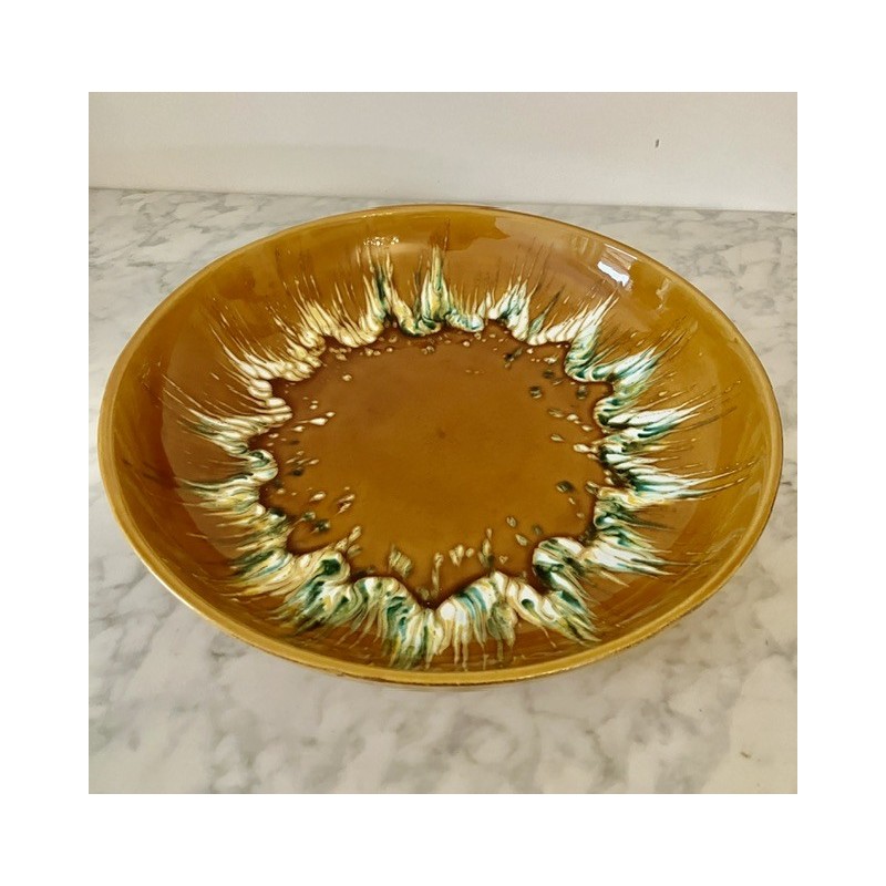 Grand plat creux en céramique vernissé 35 cm