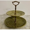 Présentoir en gien deux plateaux h 26 cm d 24 cm