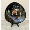 Assiette en émaux de Longwy numérotée « haute montagne » d 27 cm décor main