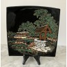 Assiette émaux de Longwy numérotée « La roseraie » 25 x 25 cm décor  main