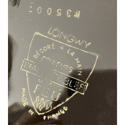 Assiette émaux de Longwy numérotée « La roseraie » 25 x 25 cm décor  main
