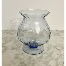 Vase rond en verre bleuté