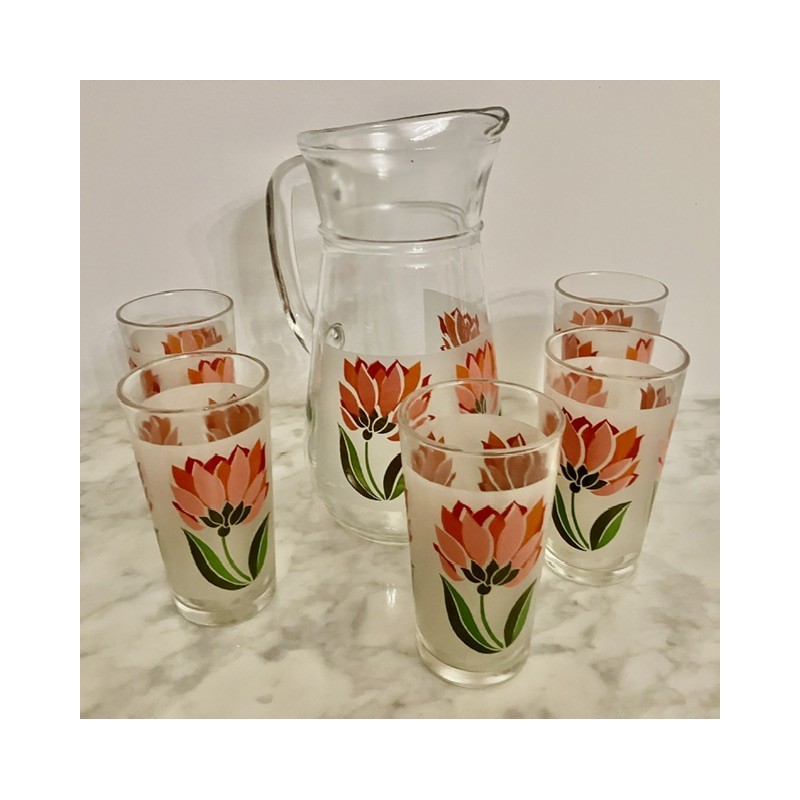 Service à orangeade pichet 5 verres années 50