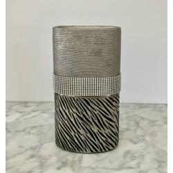 Vase argenté au trois décors oval h24 cm