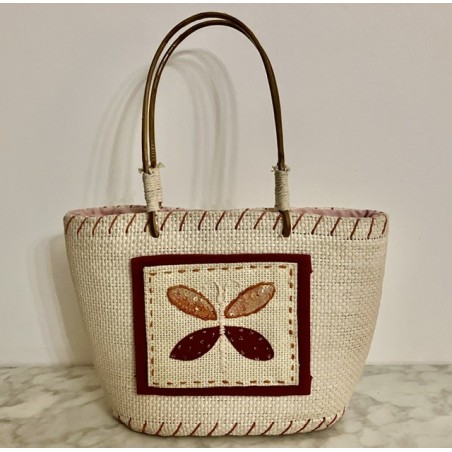 Sac panier papillon rose 29 x 20 cm