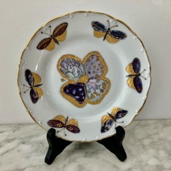 Petite assiette décor papillons peinte à la main  19 cm