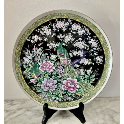 Assiette décorative  japonaise décor au paons 27 cm