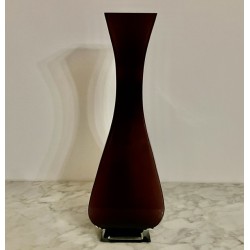 Vase en verre bicolore violet et  blanc 40 cm