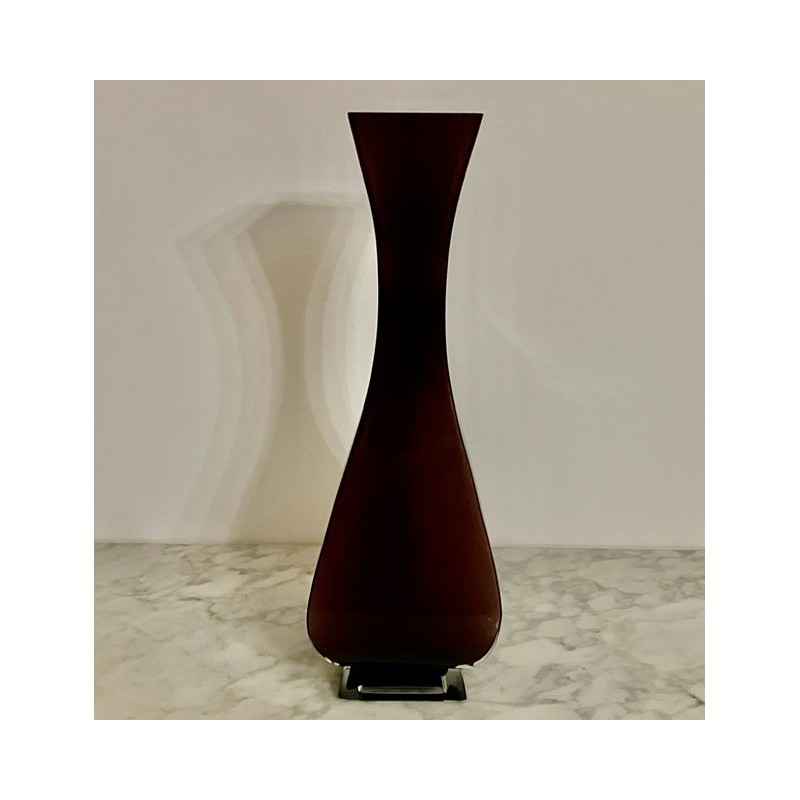 Vase en verre bicolore violet et  blanc 40 cm